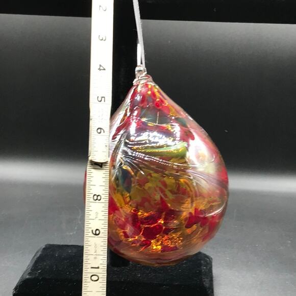 Hand Blown Glass Tear Drop Large Christmas Ornament Outdoor Orb 5" Diameter - Picture 5 of 6